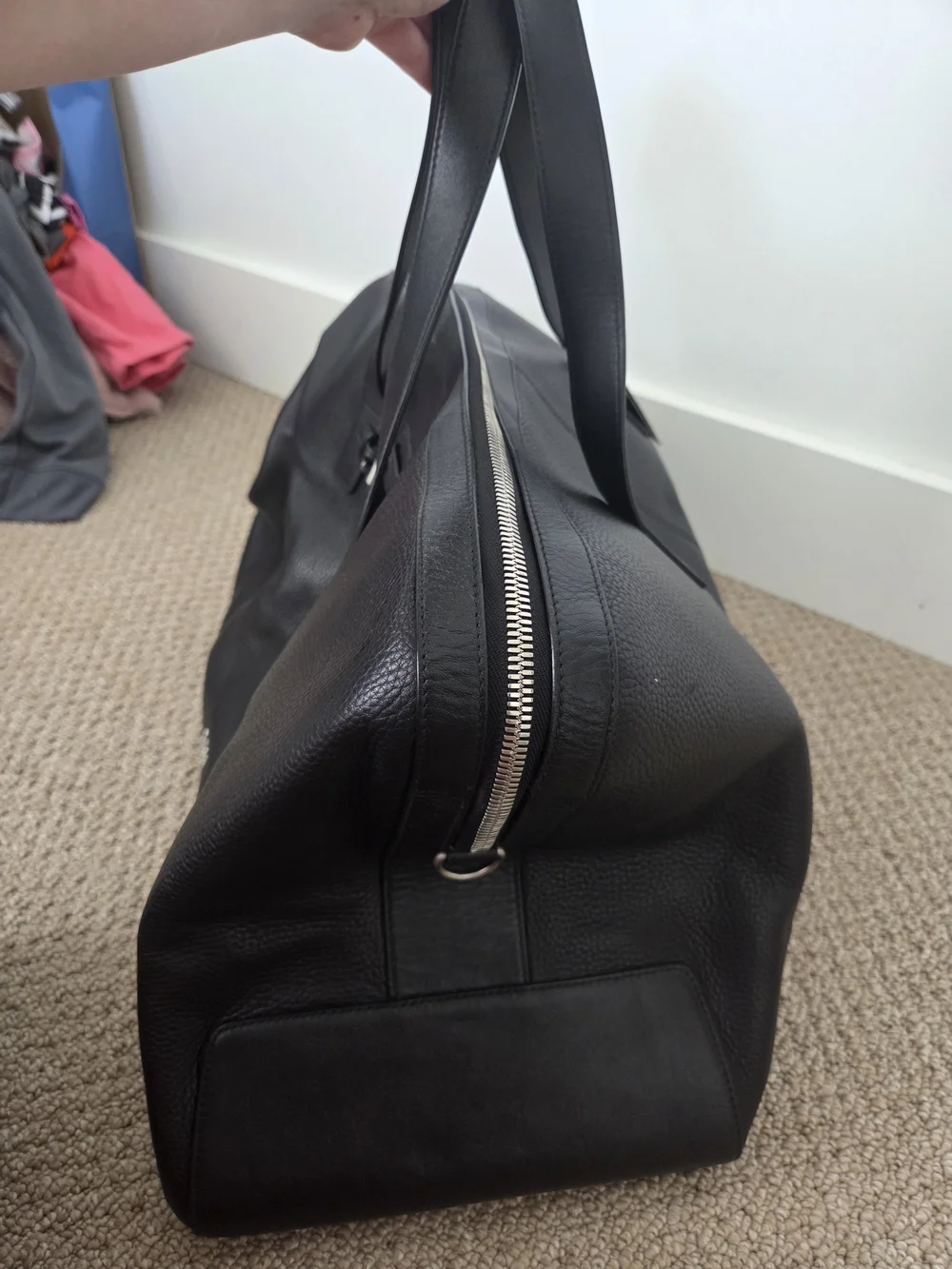BOSS Black Leather Weekender Bag